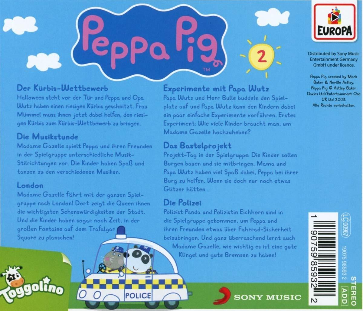 Rückseite einer Peppa Wutz DVD mit Text auf Deutsch, Illustrationen und Logos.