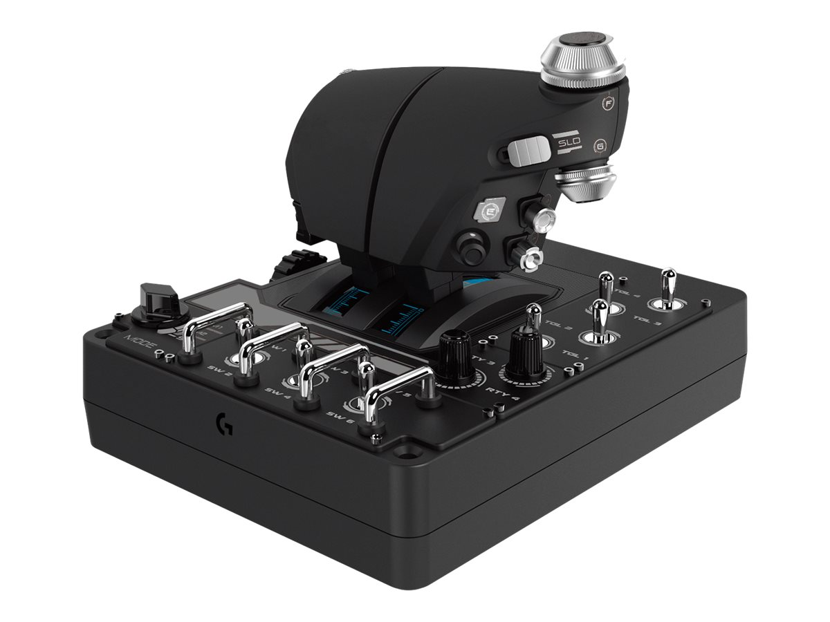Schwarzer Flight Stick, Knöpfe und Bedienelemente, weißer HG.