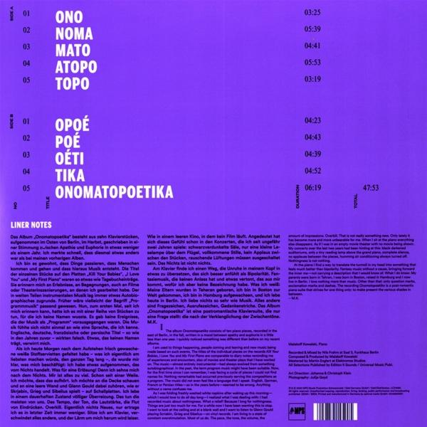 Seite aus einem Musikalbum mit Liner Notes und Dauerangaben. Text ist auf Deutsch.