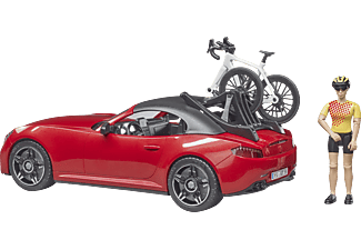 BRUDER BRUDER Roadster mit Rennrad u. Radfahrer Spielzeugset, Rot