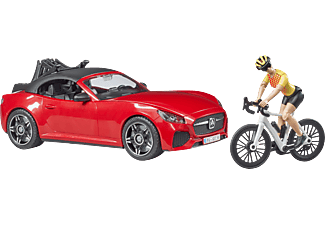BRUDER BRUDER Roadster mit Rennrad u. Radfahrer Spielzeugset, Rot