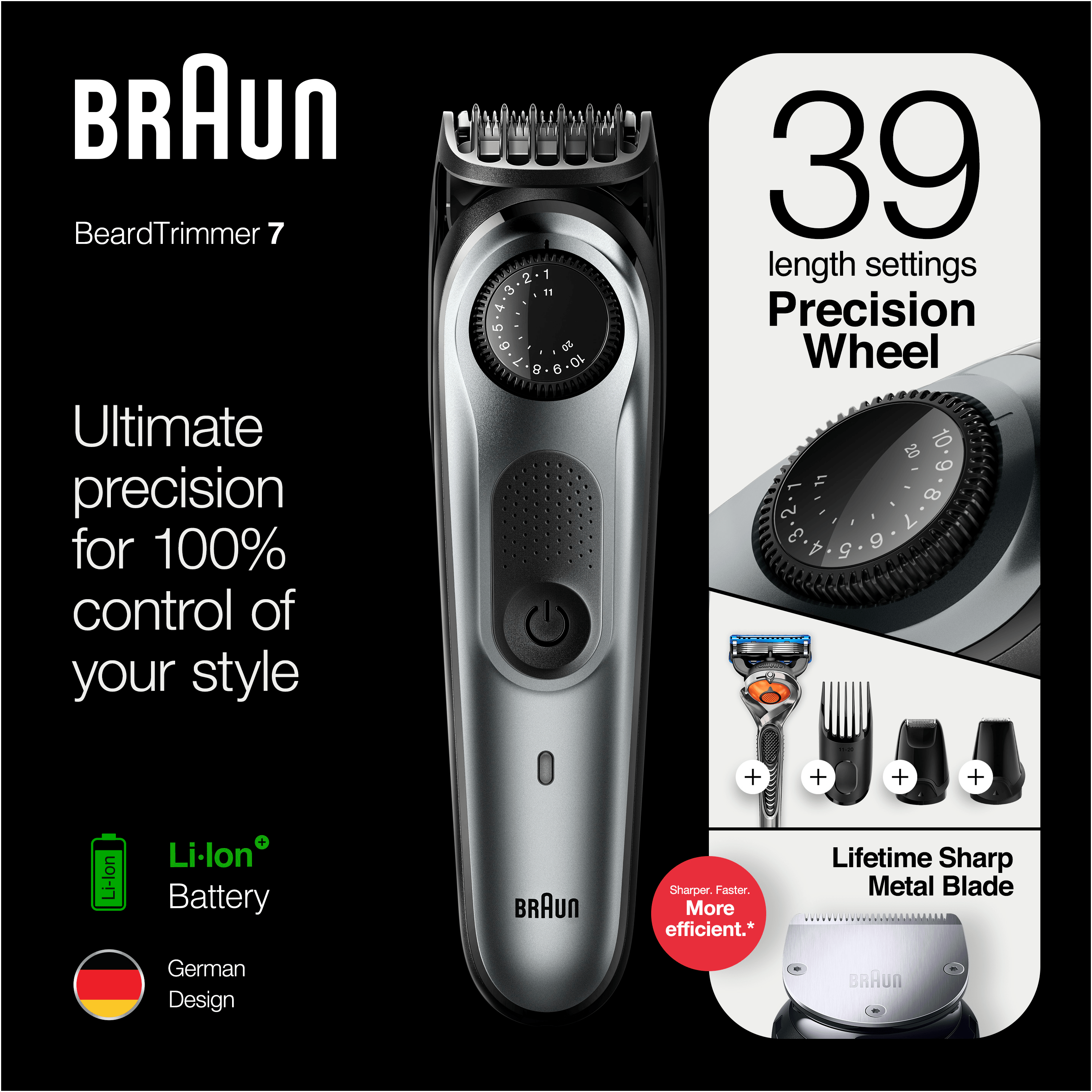 BRAUN BT 7240 - Taglia barba (Grigio metallizzato/Nero)