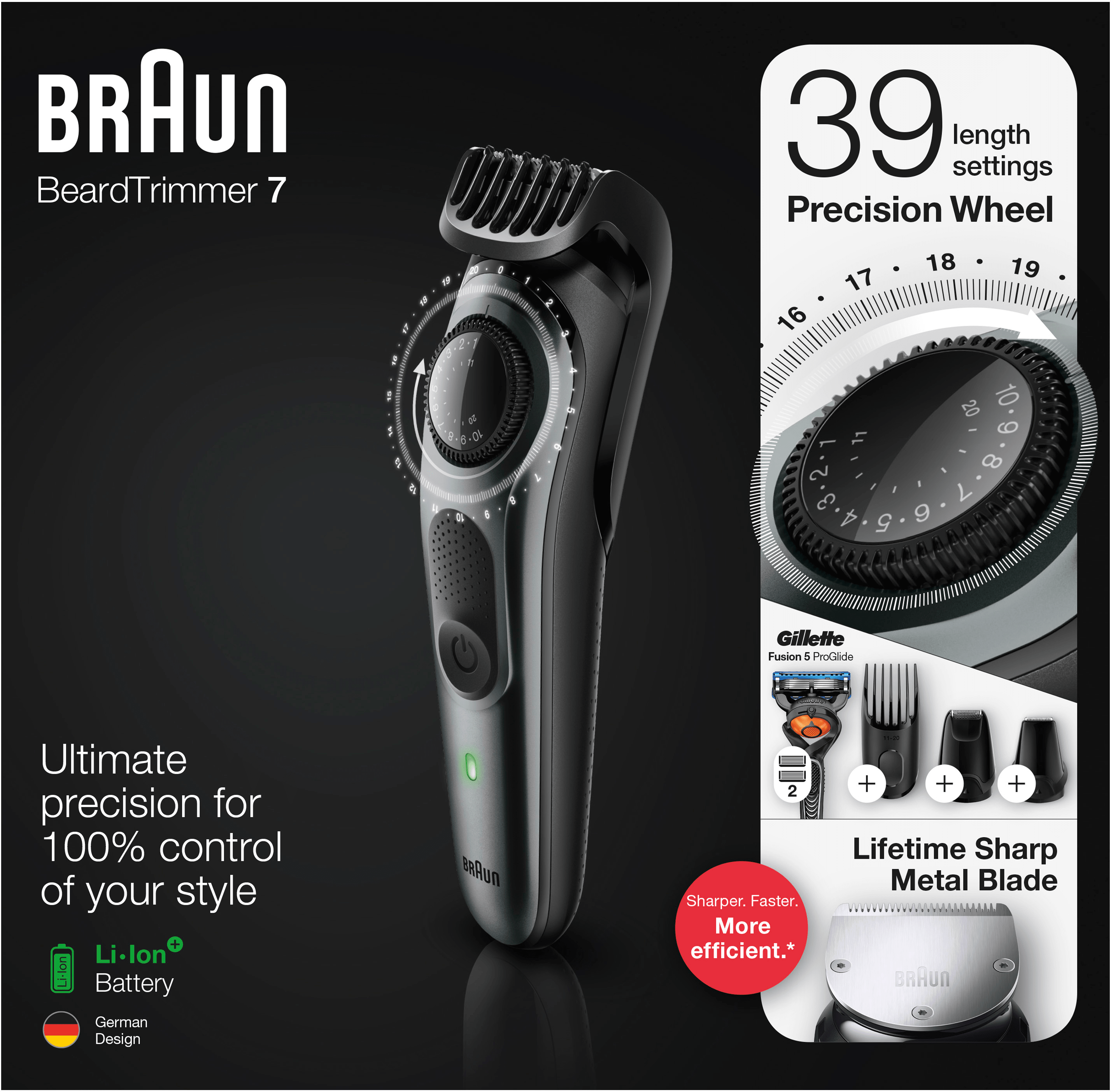 BRAUN BT 7240 - Taglia barba (Grigio metallizzato/Nero)