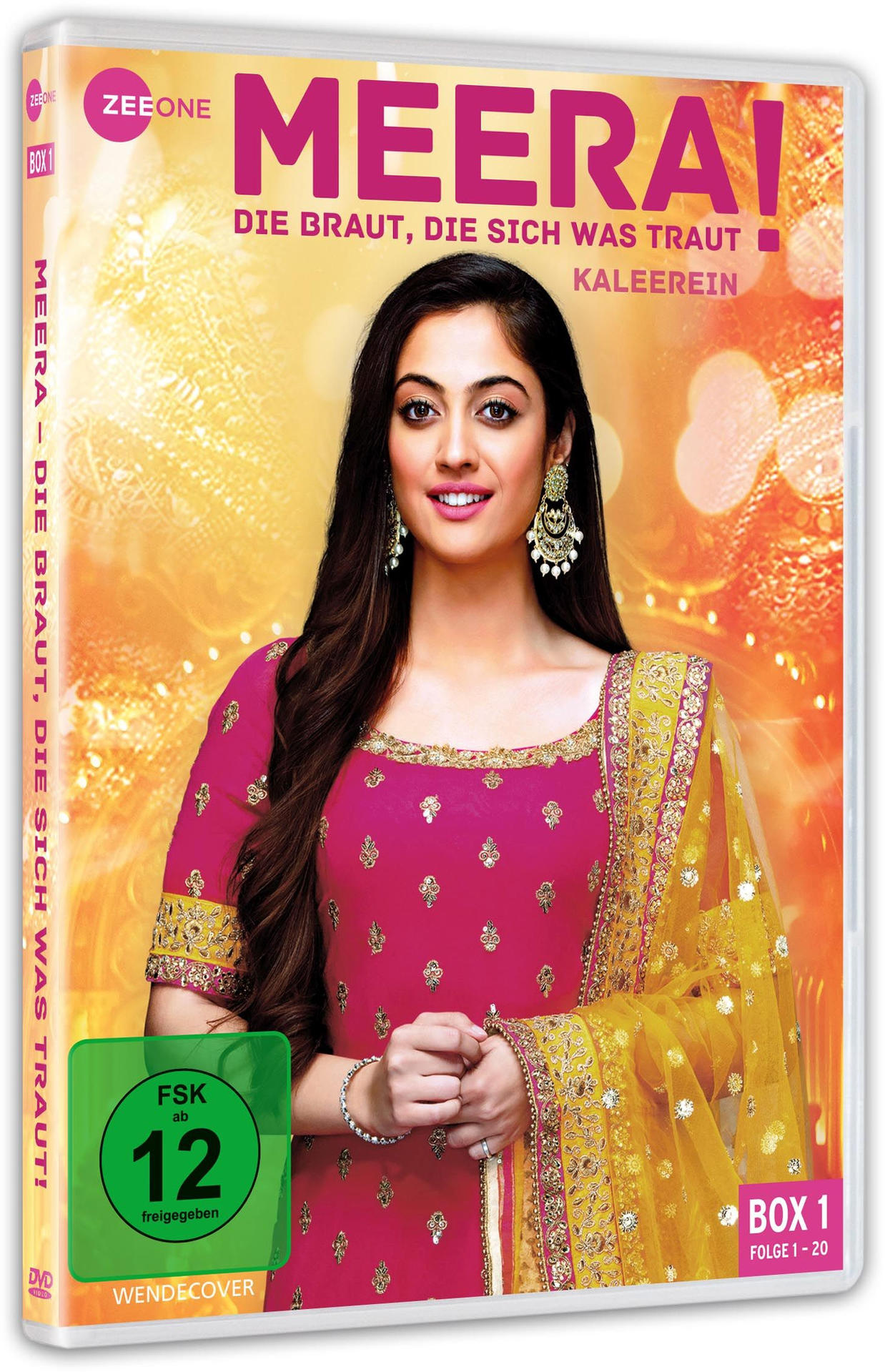 DVD-Cover mit einer Frau in rosa und goldener Kleidung. Titel: 'MEERA! Die Braut, die sich was traut'.