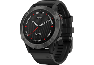 GARMIN Outlet Fenix 6 Sapphire Carbon DLC szürke, fekete szilikon szíjjal