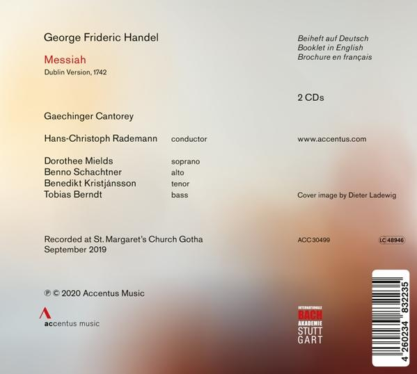 CD-Cover: Händels Messias, mit der Gaechinger Cantorey, Solisten und Dirigent Hans-Christoph Rademann.