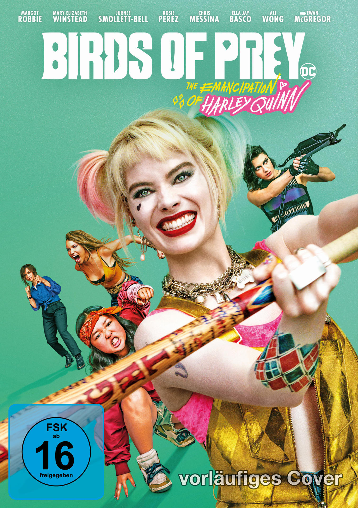 Birds of Prey Filmplakat mit Harley Quinn und anderen weiblichen Charakteren.