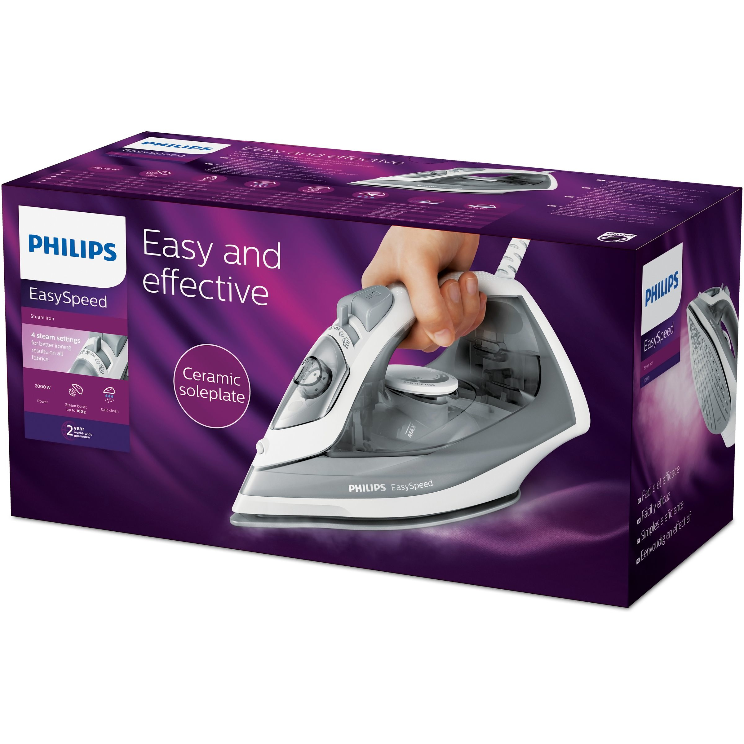 PHILIPS GC1751/80 Dampfbügeleisen (2000 Watt, Grau)