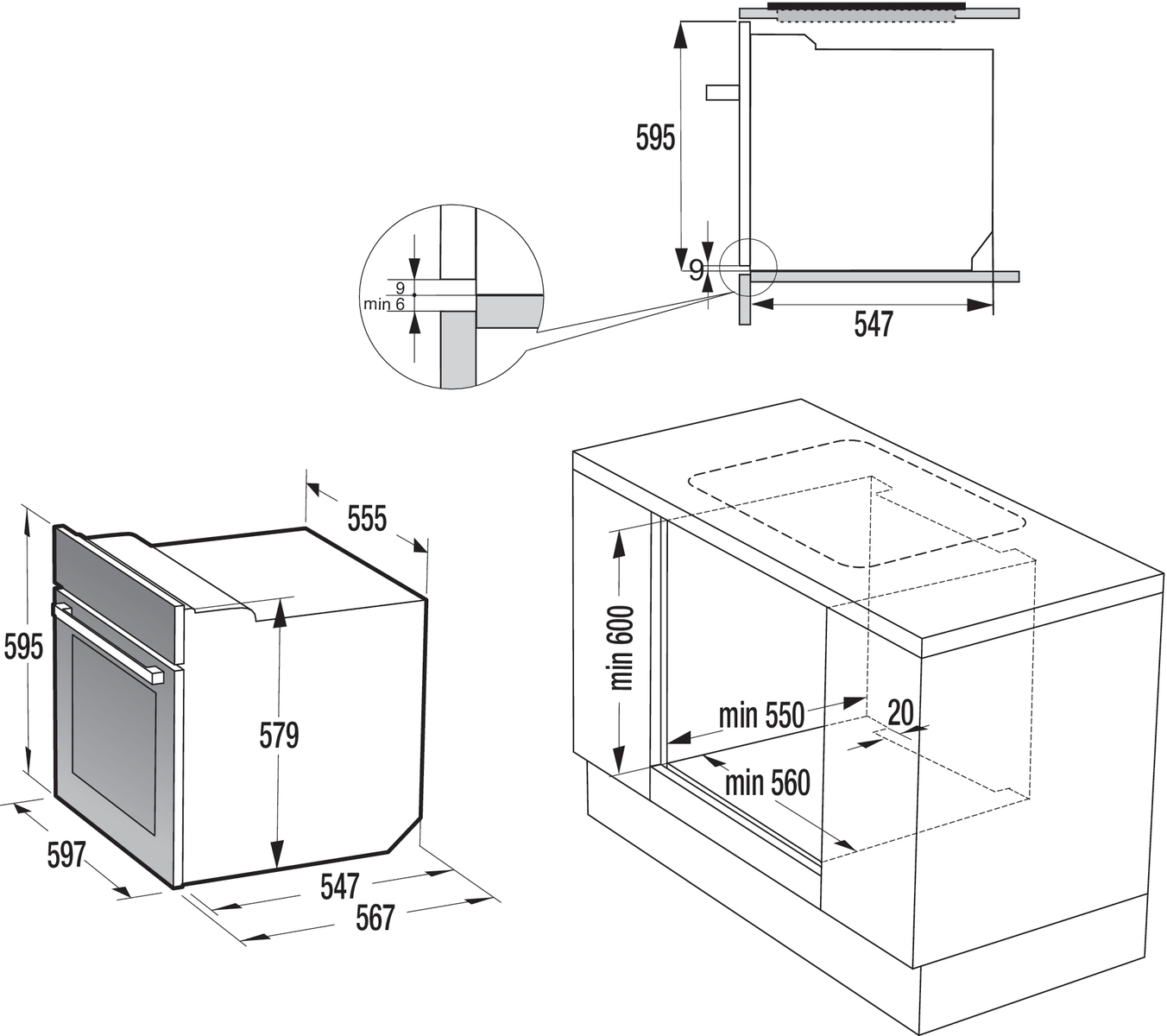 GORENJE BLACK SET III, Einbauherdset (Elektrokochfeld, A, 71 l)