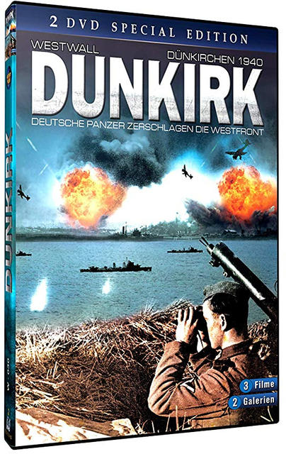 DVD-Hülle. Mann schaut durch das Gerät. Explosion im Hintergrund.