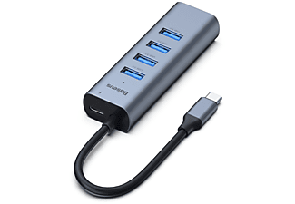 BASEUS Enjoy Serisi TYPE-C - USB3.0*4+PD Hub Adaptör Gri