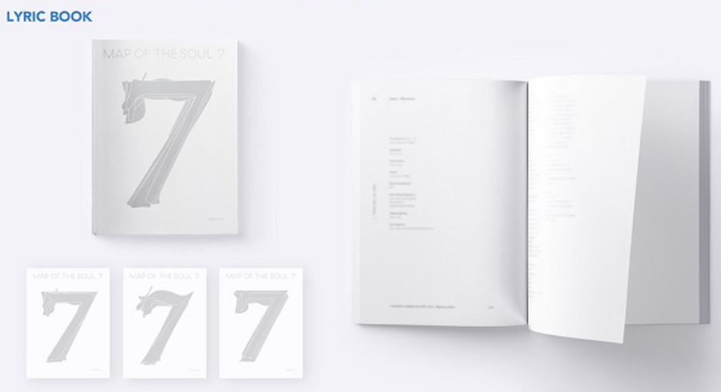 Un livret de paroles avec une couverture blanche et un '7' argenté.