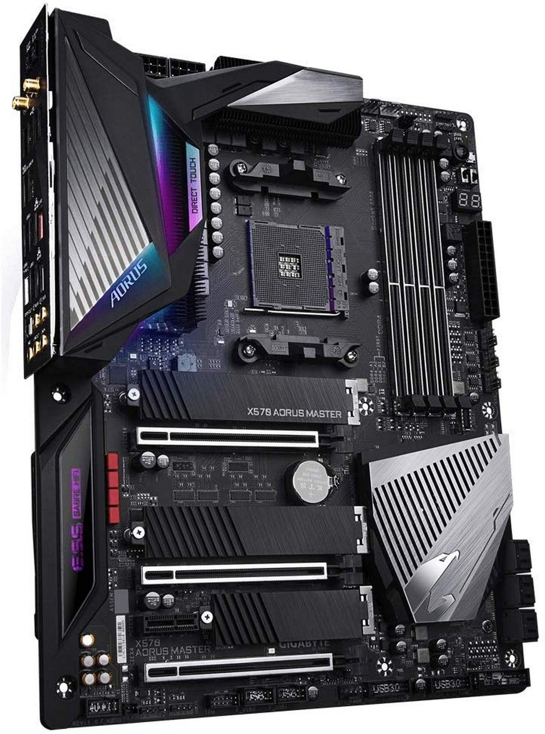 Placa base - Gigabyte X570 Aorus Master, AMD AM4, ATX12V 24pin + 2x 8pins, USB-C, USB-A, 4x DDR4, Bluetooth