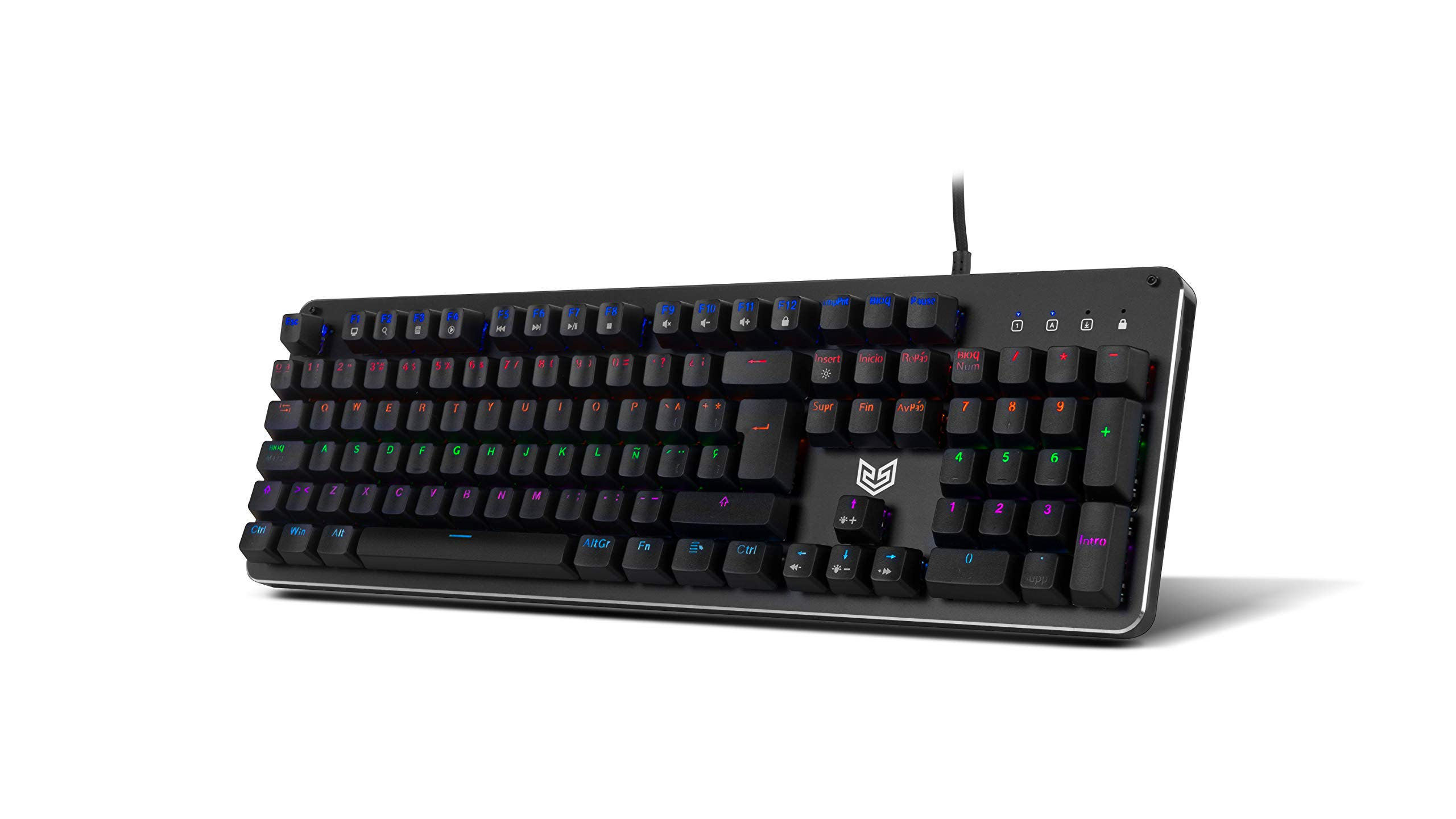 Teclado gaming - BG Raven, Mecánico, Con cable, Retroiluminado RGB, 12 teclas con funciones multimedia, Negro