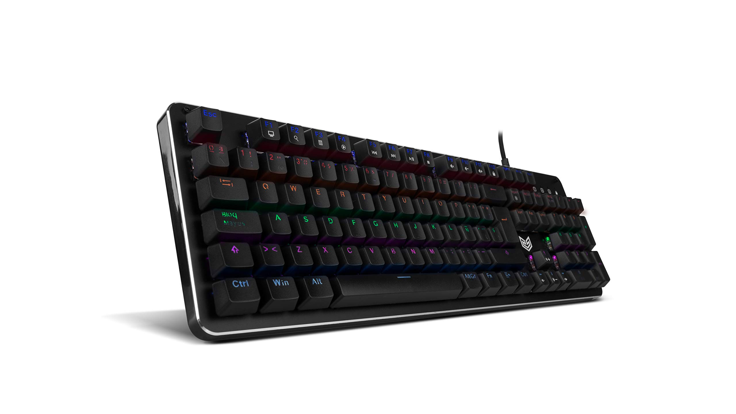 Teclado gaming - BG Raven, Mecánico, Con cable, Retroiluminado RGB, 12 teclas con funciones multimedia, Negro