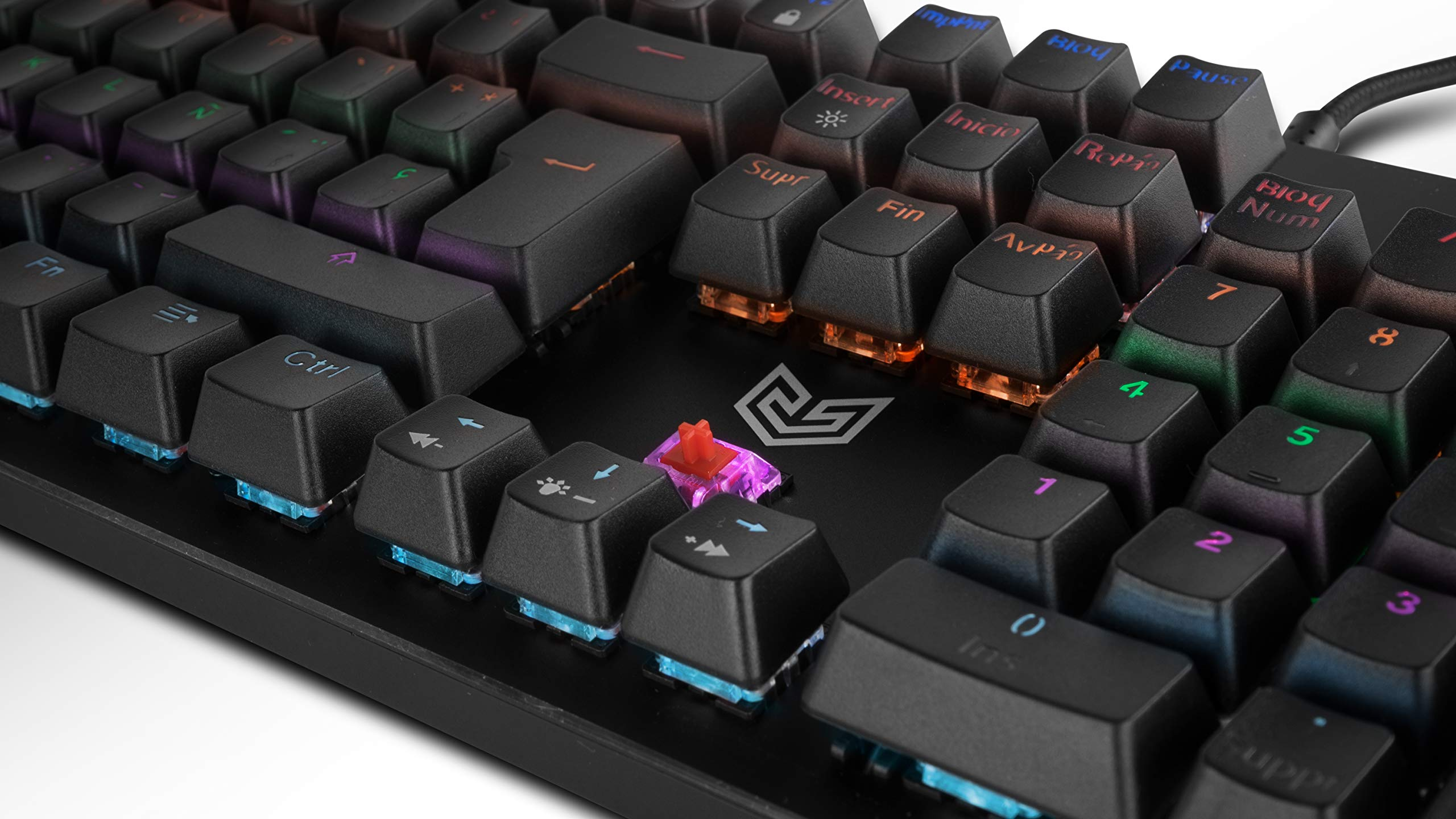 Teclado gaming - BG Raven, Mecánico, Con cable, Retroiluminado RGB, 12 teclas con funciones multimedia, Negro