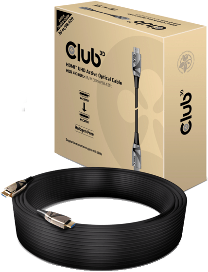 CLUB-3D Hybrides aktives optisches Kabel HDMI™ 2.0 HDR 4K60Hz Stecker/Stecker 50m