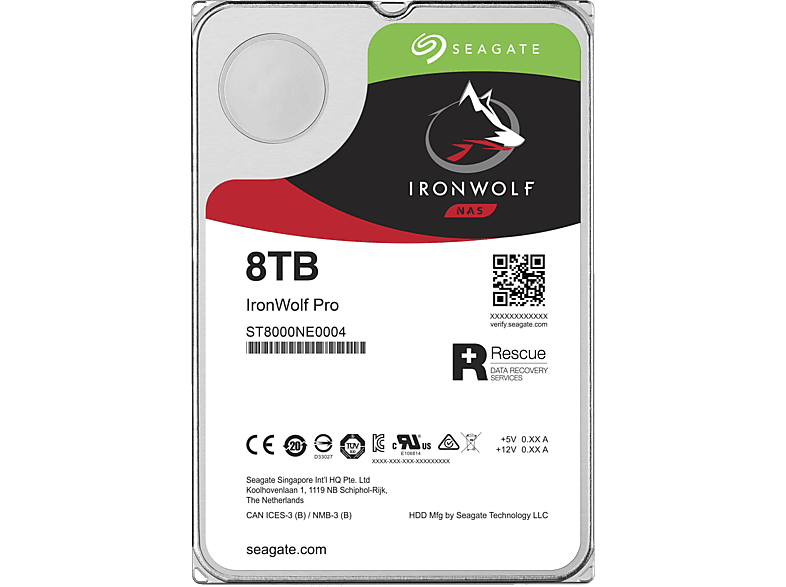 SEAGATE IronWolf Festplatte Bulk, 8 TB HDD SATA 6 Gbps, 3,5 Zoll, intern