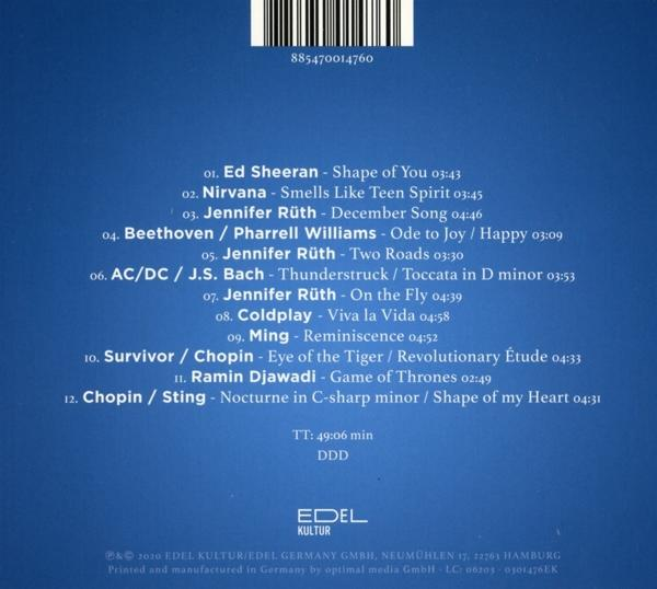 CD-Rückseite. Songliste wird angezeigt. Schwarzer Text auf weißem Hintergrund. Edel Kultur Logo.