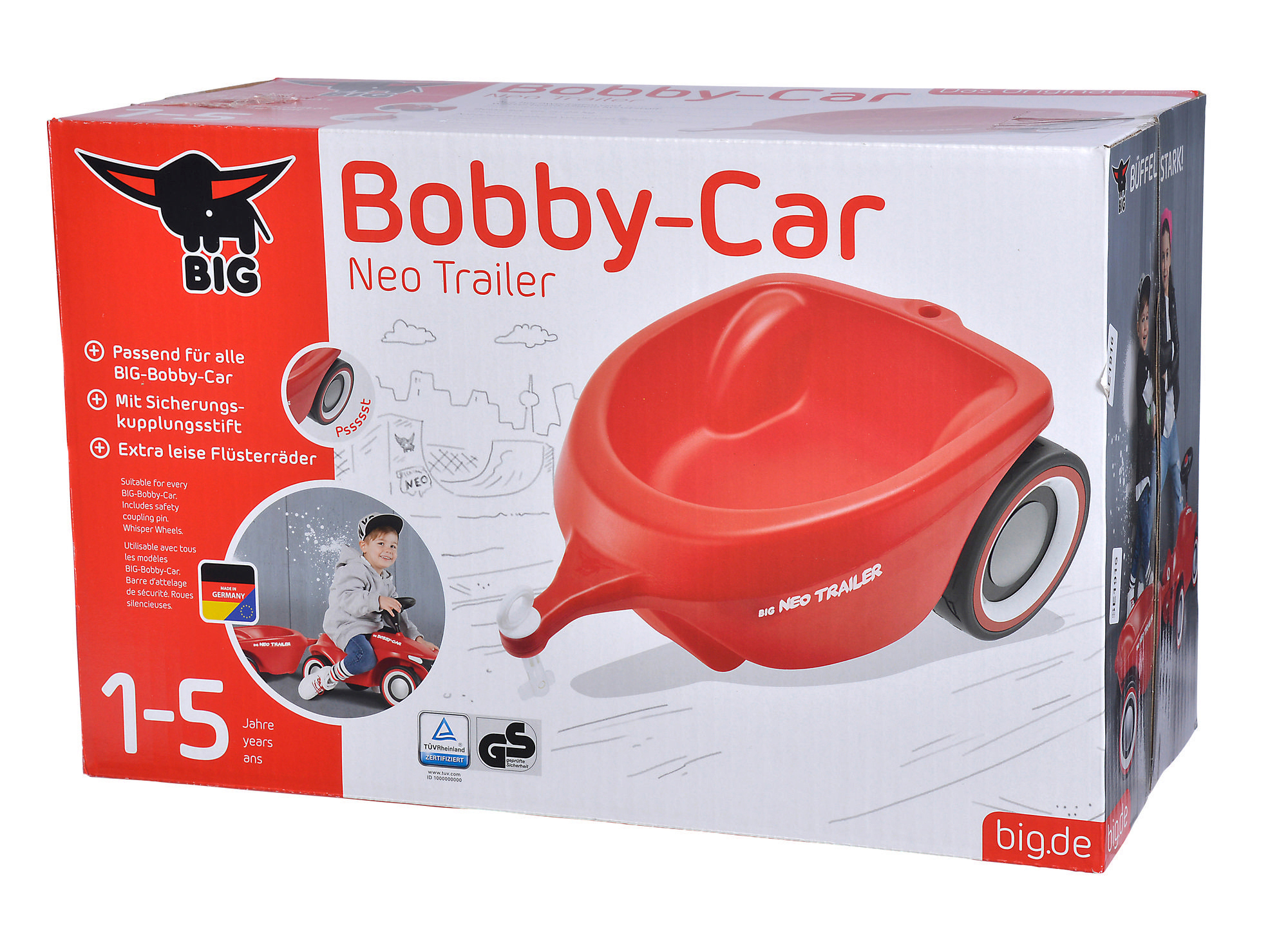 BIG Bobby Car Neo Zubehör Rot Bobby-Car Trailer