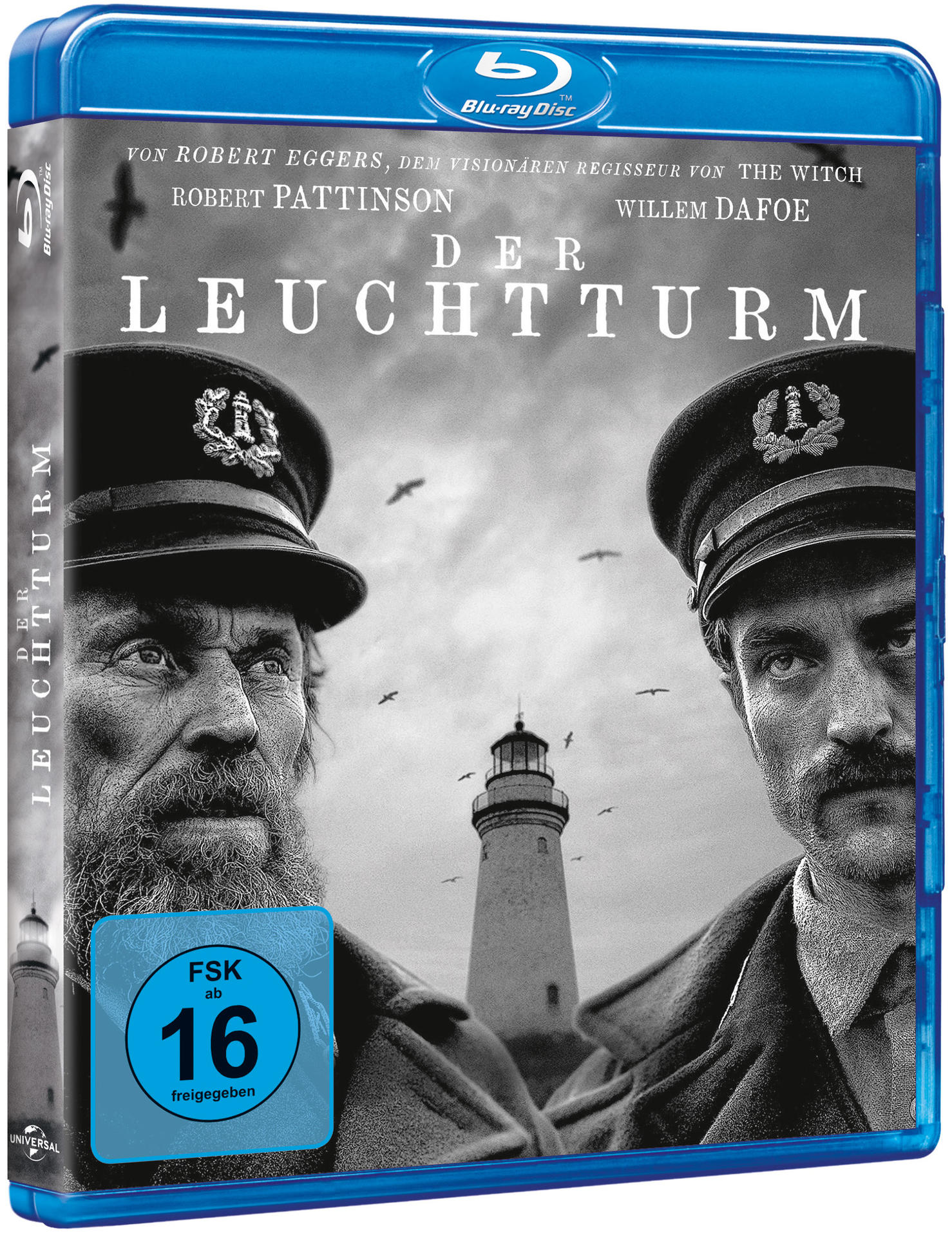Blu-ray-Cover des Films 'Der Leuchtturm' mit Robert Pattinson und Willem Dafoe.