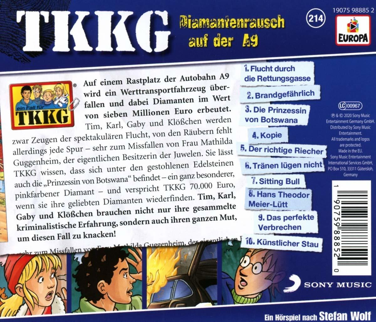 TKKG-Cartoon-Cover, mit einem farbenfrohen Bild der Charaktere und Text.