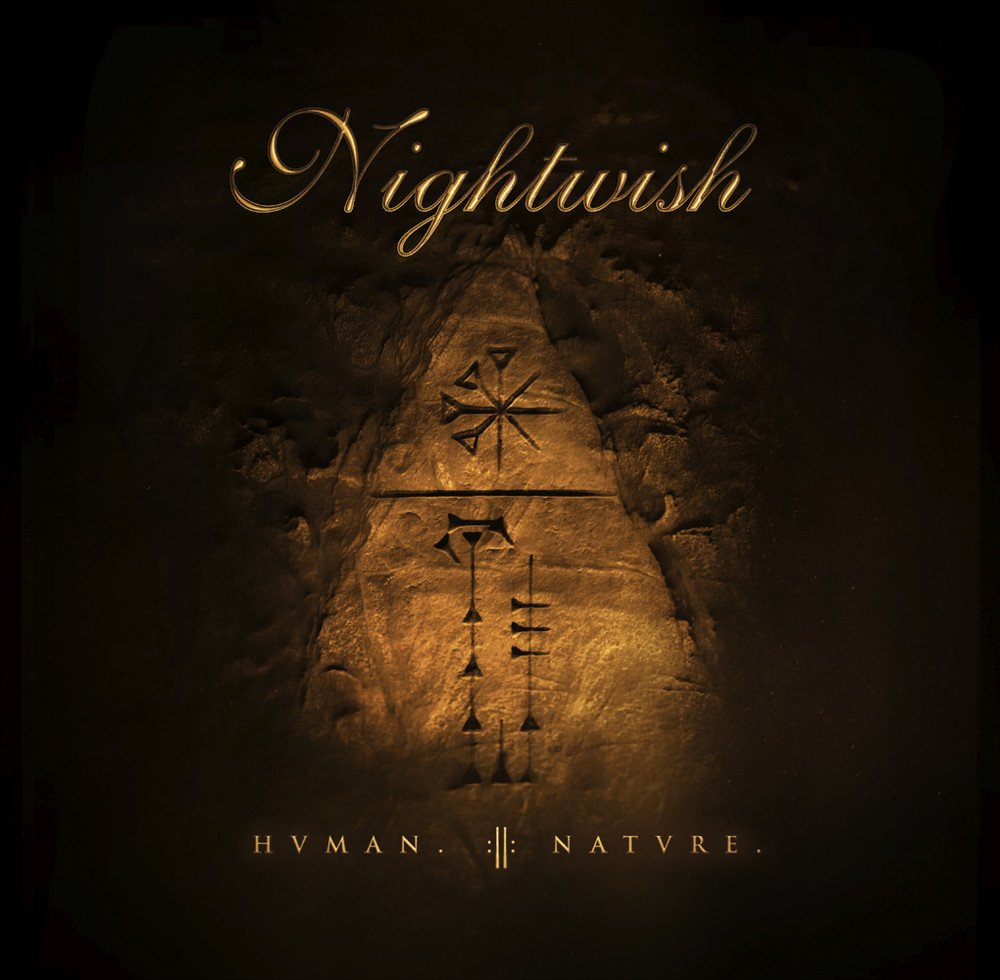 Album borító. Arany szöveg sötét háttéren. Cím: Human. :II: Nature., előadó: Nightwish.