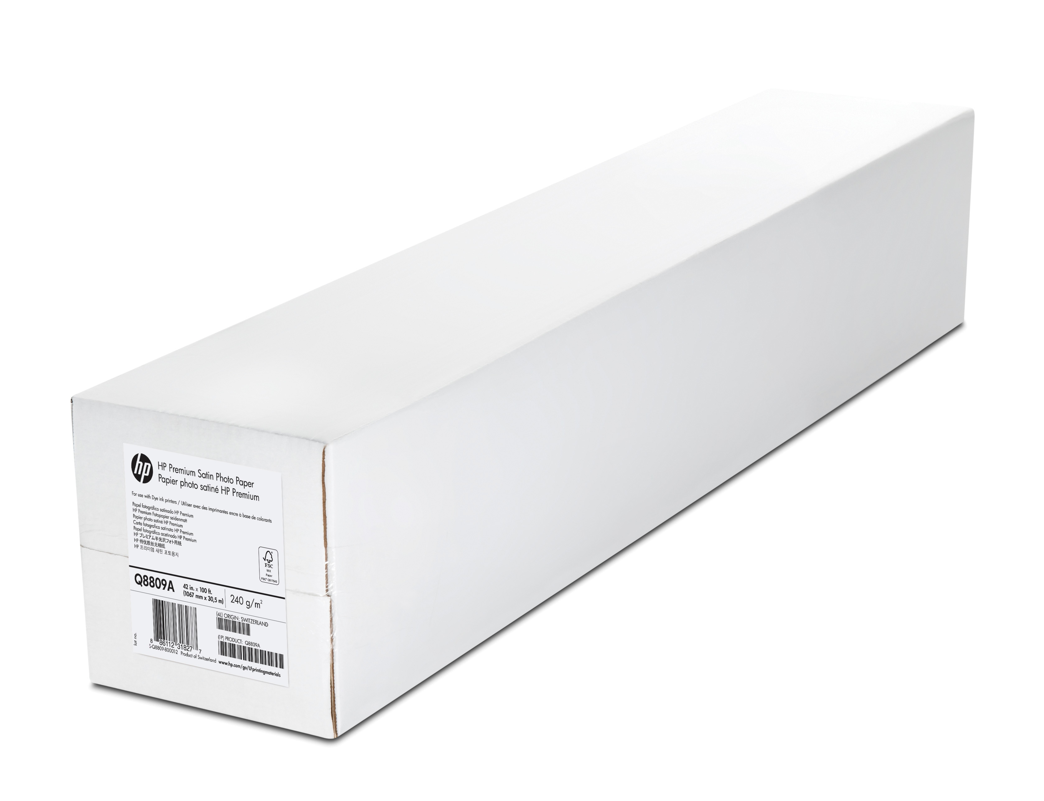 Papel fotográfico - HP, Q8809A PREMSATINPHOTOPAPER1067MMX30
