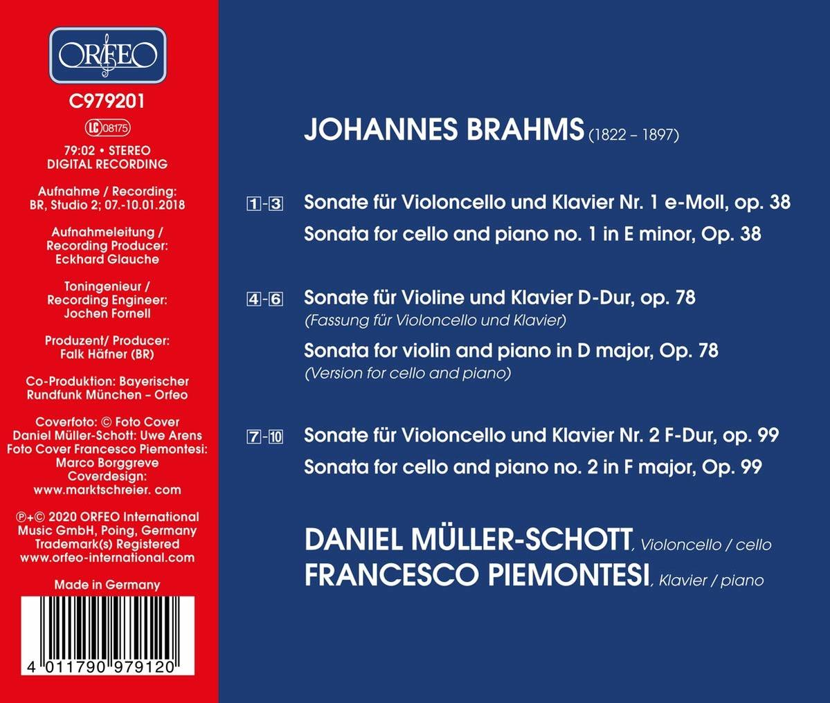 Ein CD-Cover mit Johannes Brahms und Noten.