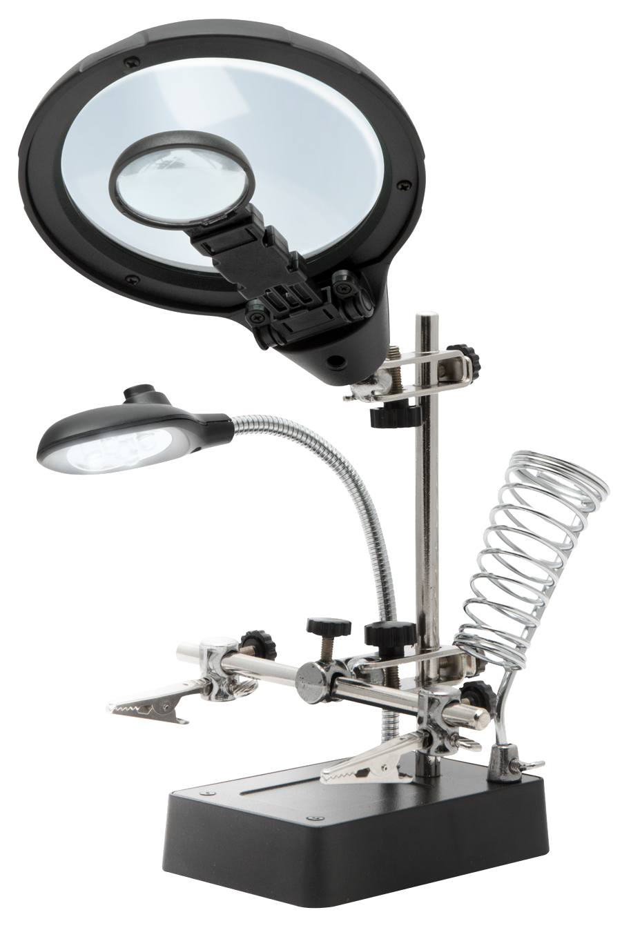 FAHRENHEIT 10103 Paneltartó nagyítóval és forrasztópáka tartóval