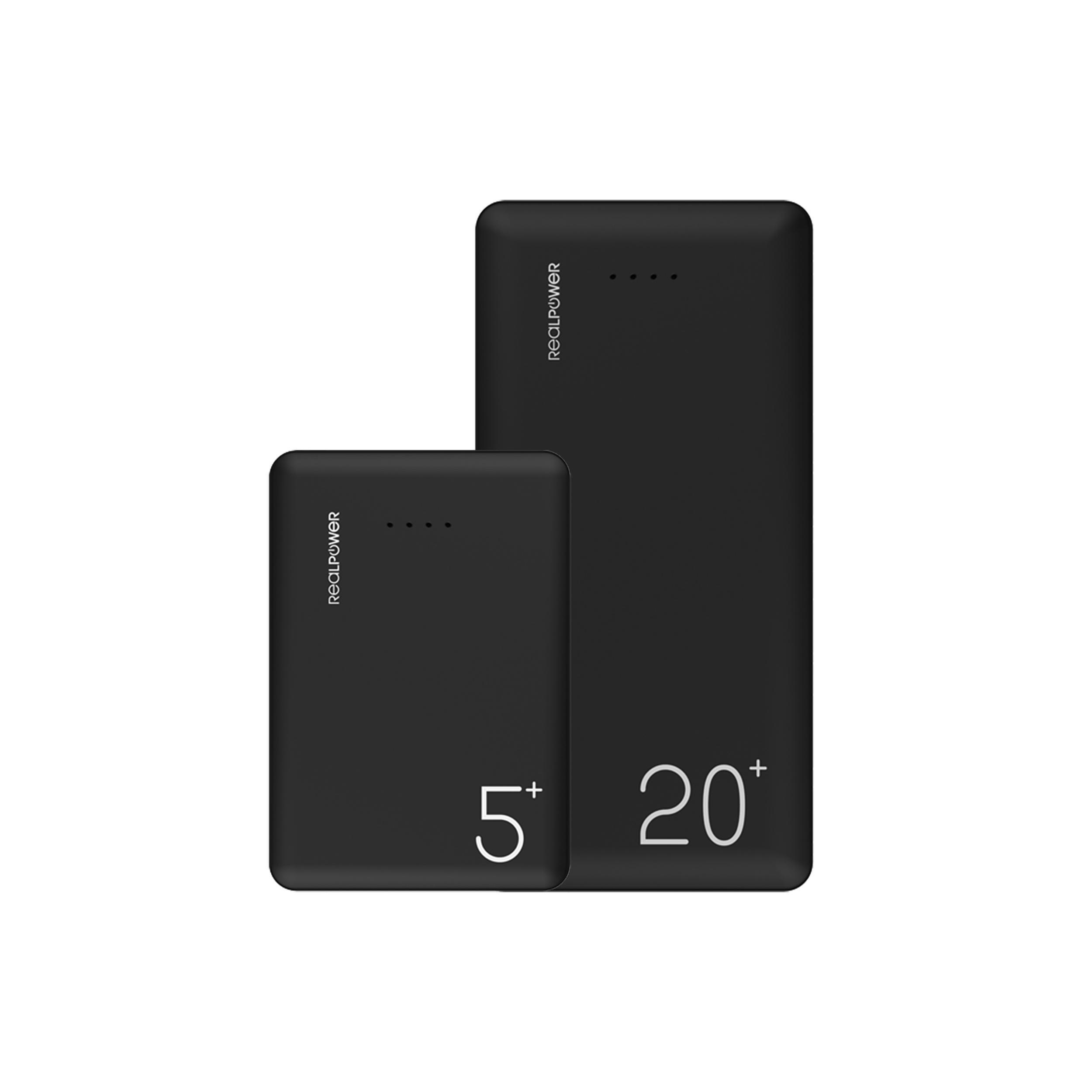 REALPOWER PB-25 Set Powerbank 20000 mAh Schwarz