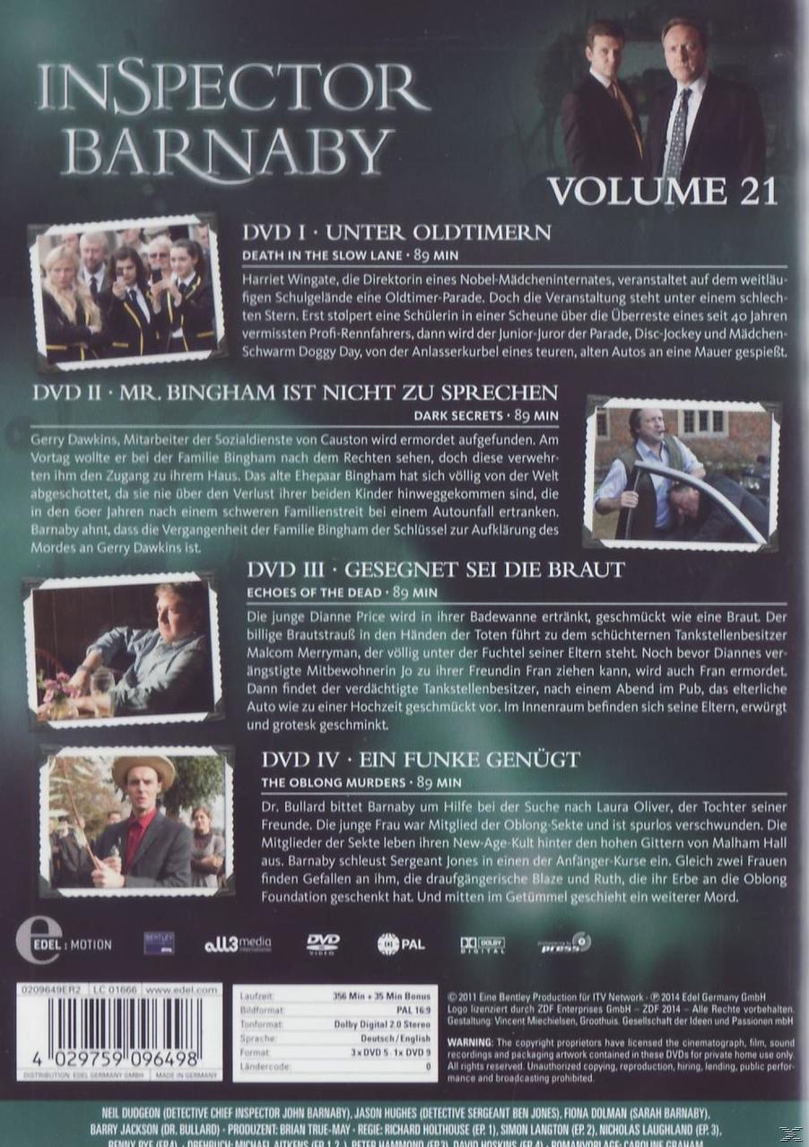 Rückseite einer Inspector Barnaby DVD-Box, Band 21.