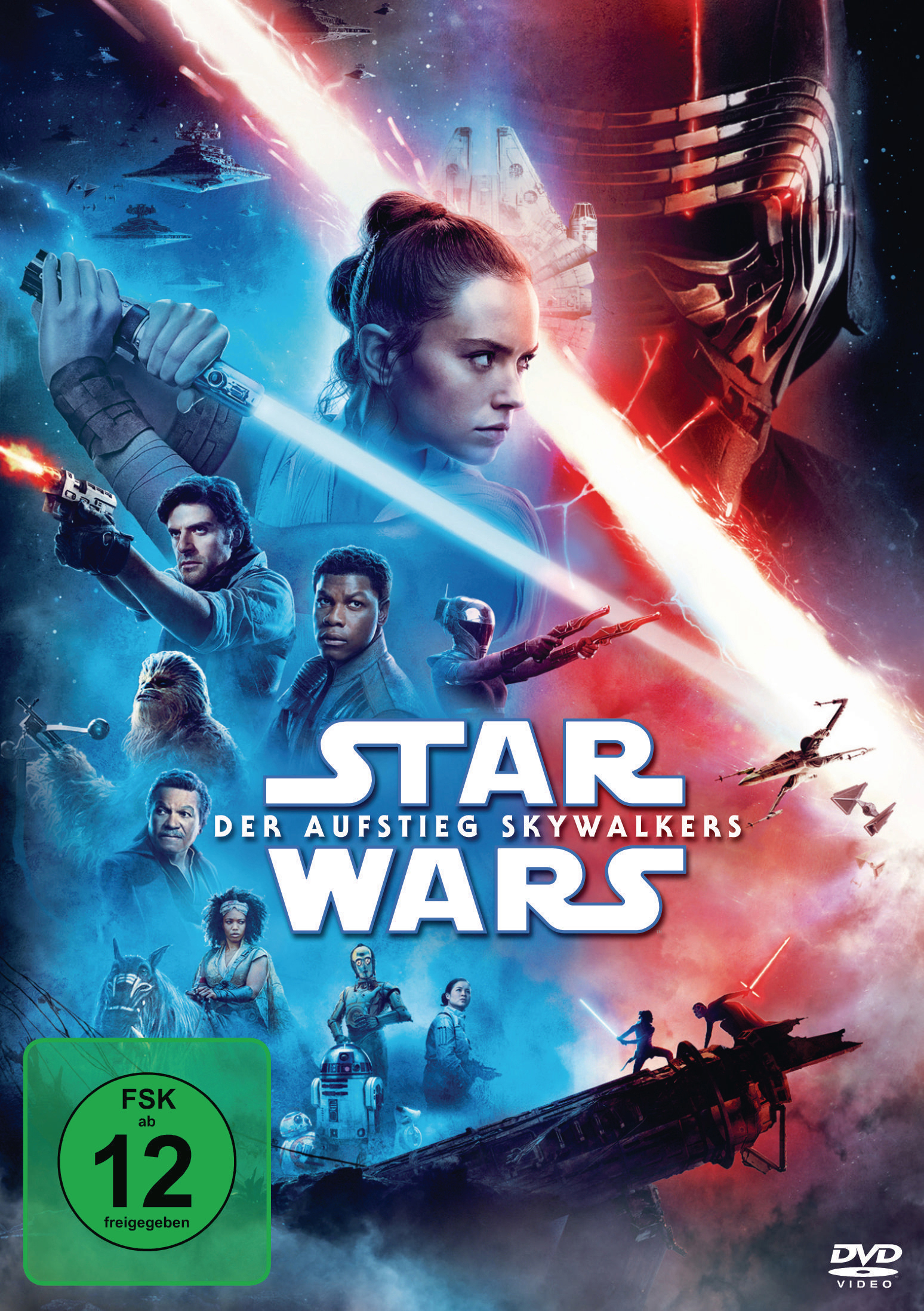 Filmposter für Star Wars: Der Aufstieg Skywalkers. Charaktere sind mit dem Star Wars-Logo gezeigt.