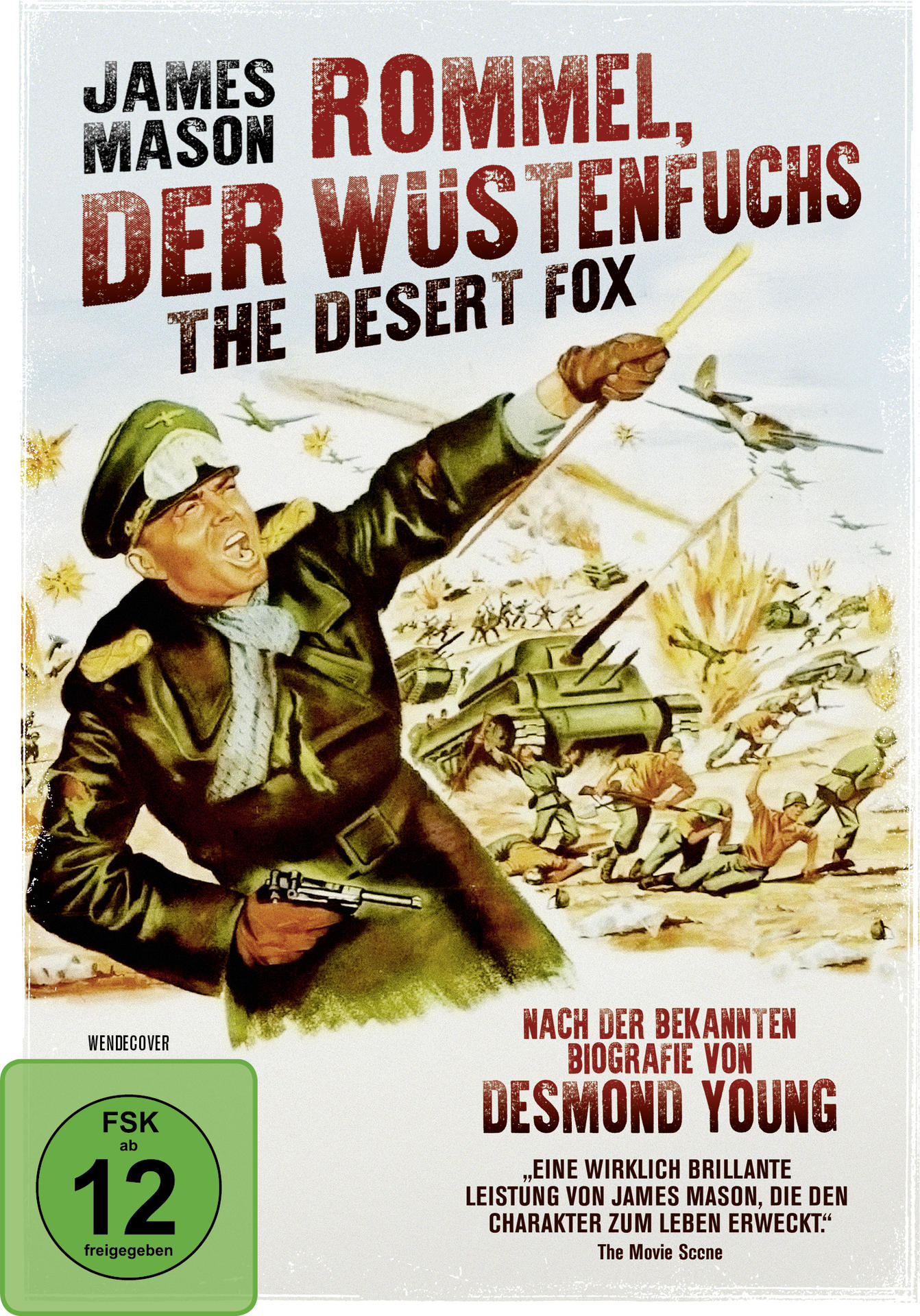 Filmposter, Mann in Uniform zeigt. Soldaten und Panzer im Hintergrund.