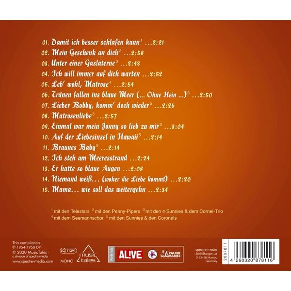 Albumcover mit Songtiteln und Text. Das Cover hat einen Retro-Look und verwendet eine Vielzahl von Schriftarten.