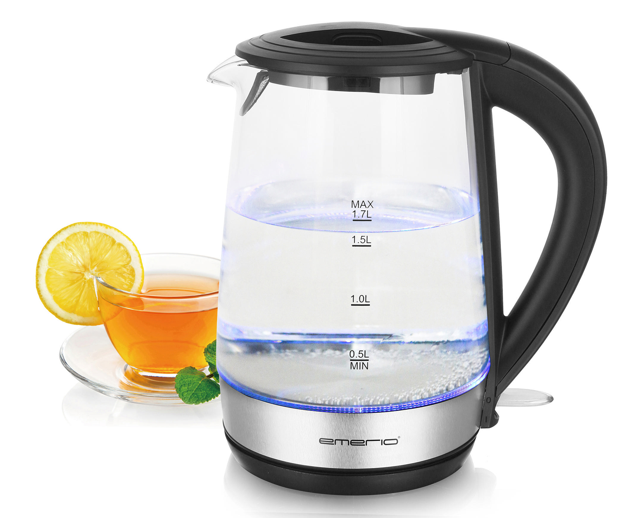 EMERIO WK-123131 Wasserkocher, Glas/Silber