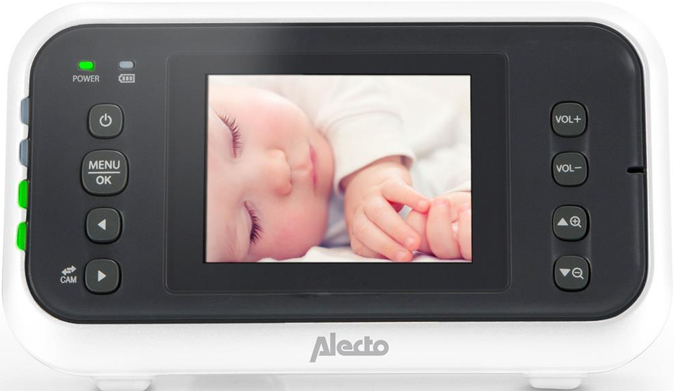 Babyphone mit Bildschirm, auf dem ein schlafendes Baby zu sehen ist.