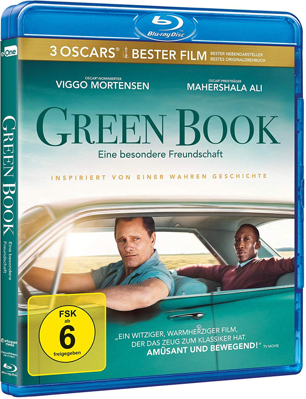 Green Book Blu-ray-Cover. Viggo Mortensen und Mahershala Ali auf dem Cover.