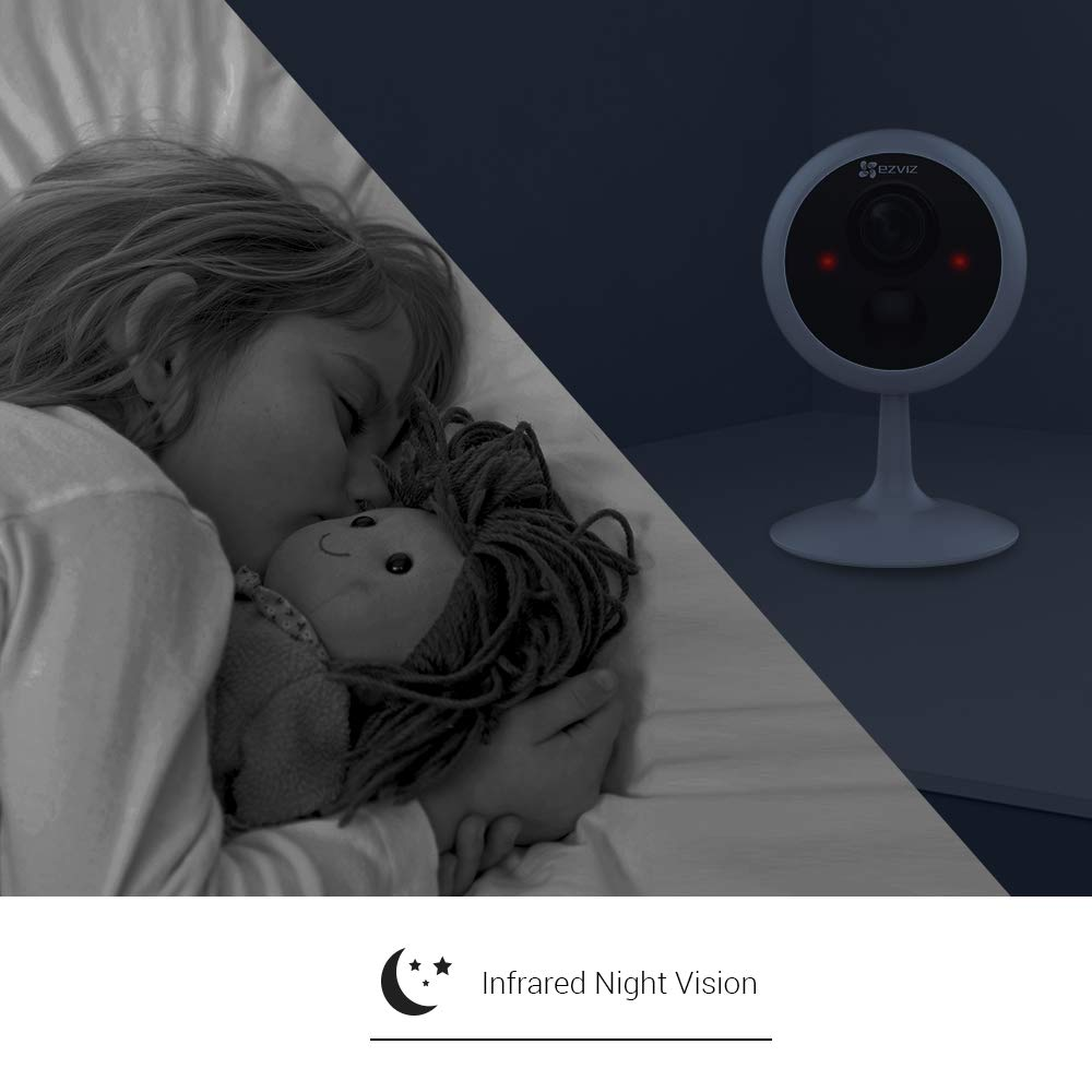 Cámara de Seguridad - EZVIZ C1C PIR, WiFi, Interior, cámara IP, 1080P, Compatible con Alexa, Visión nocturna