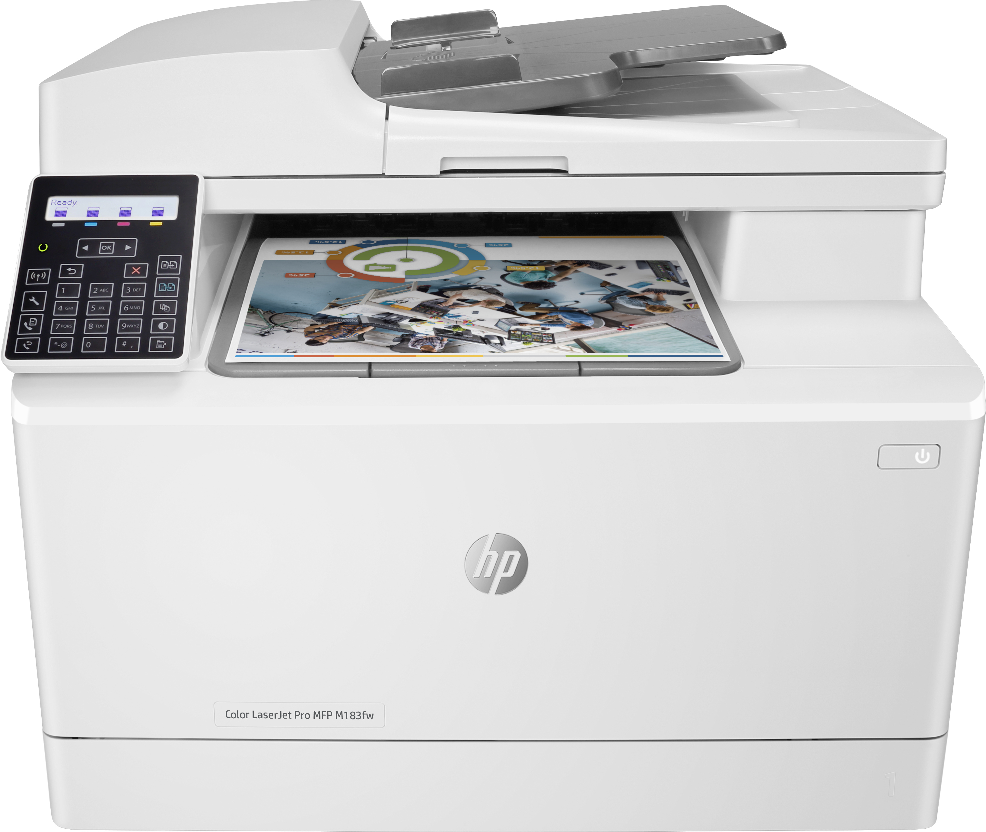 Impresora multifunción láser - HP Color LaserJet Pro M183fw, 16 ppm, 600 x 600 DPI, WiFi, Fax, Blanco