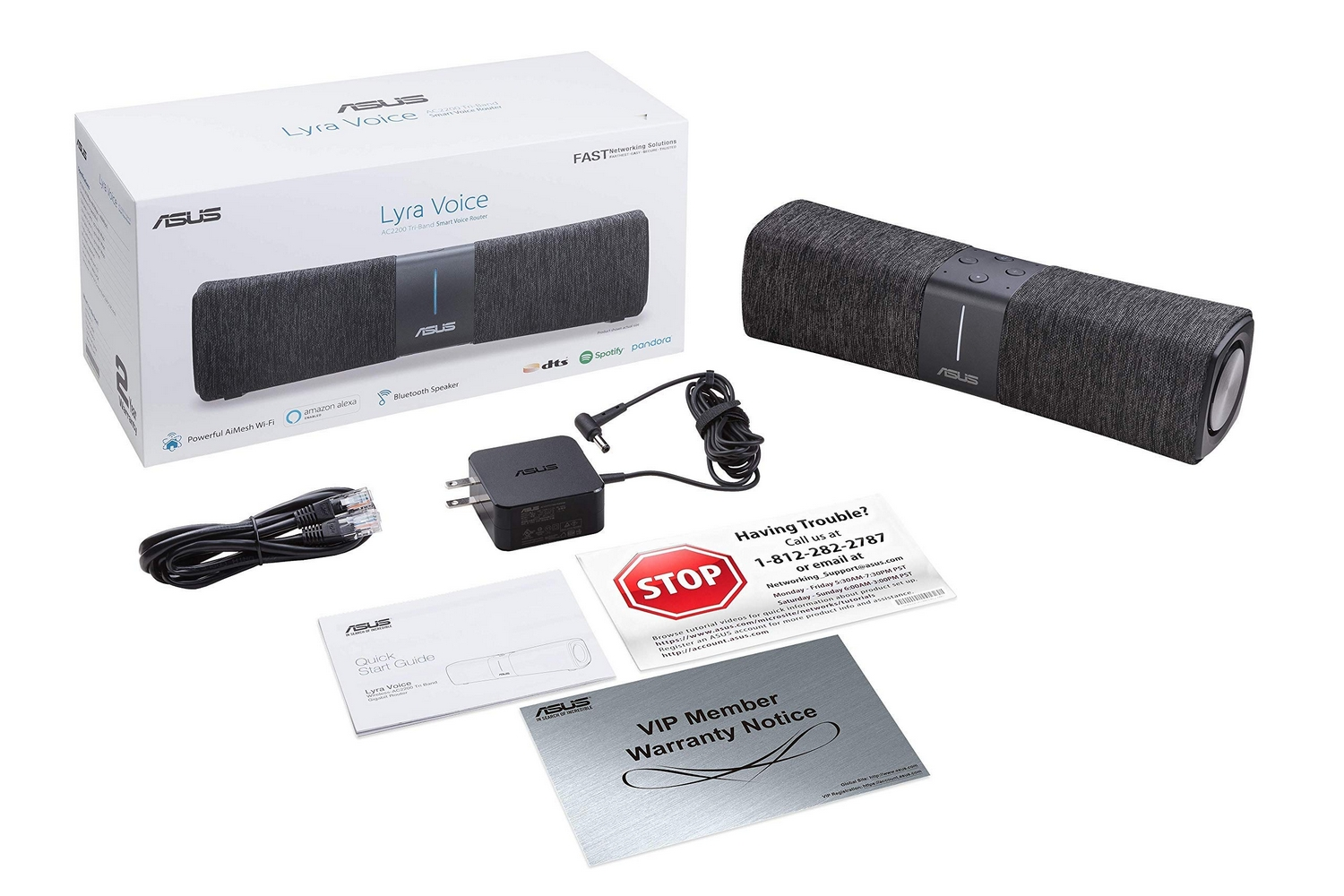 Router - ASUS Lyra Voice AC2200, WiFi, Altavoces, Amazon Alexa, Bluetooth, AiProtection Pro, Tres bandas