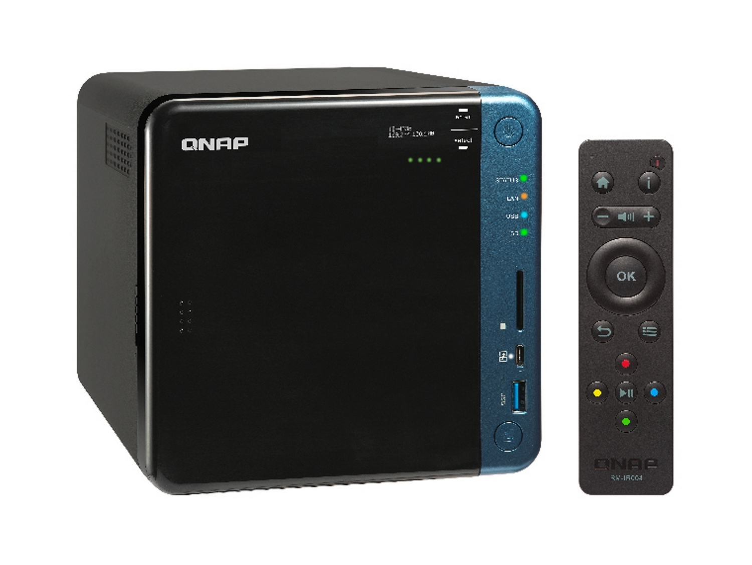 Servidor NAS - Qnap TS-453B, 4 GB, Intel® Celeron® J3455 Quad-Core, DDR3L, USB, SD, Hybrid Backup Sync, Negro