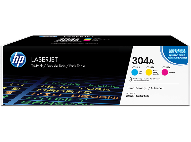HP 304A Color Pack, 3er-Pack (CF372AM); Toner