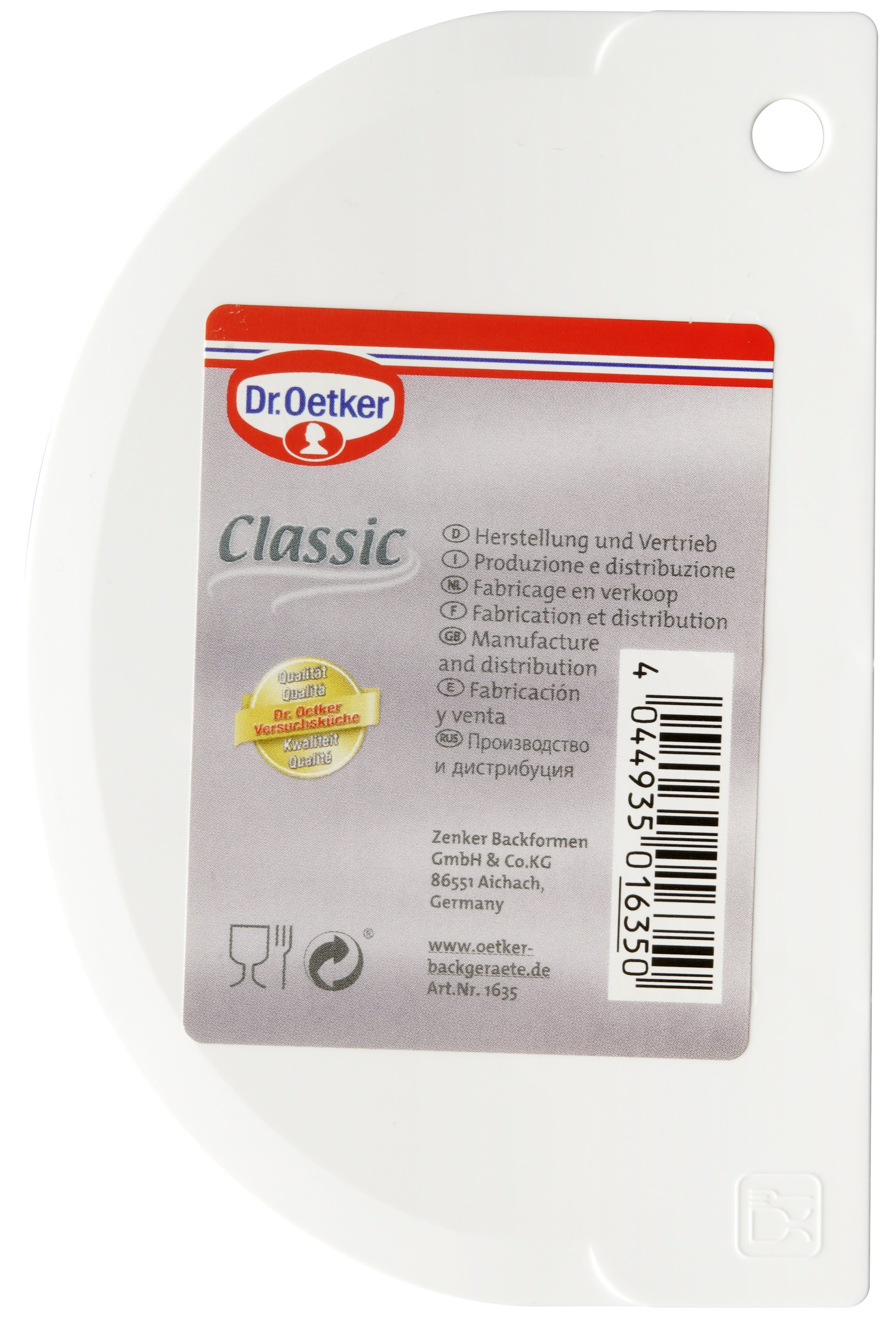 Weißer Dr. Oetker Classic Spatel mit Logo und Textetikett.