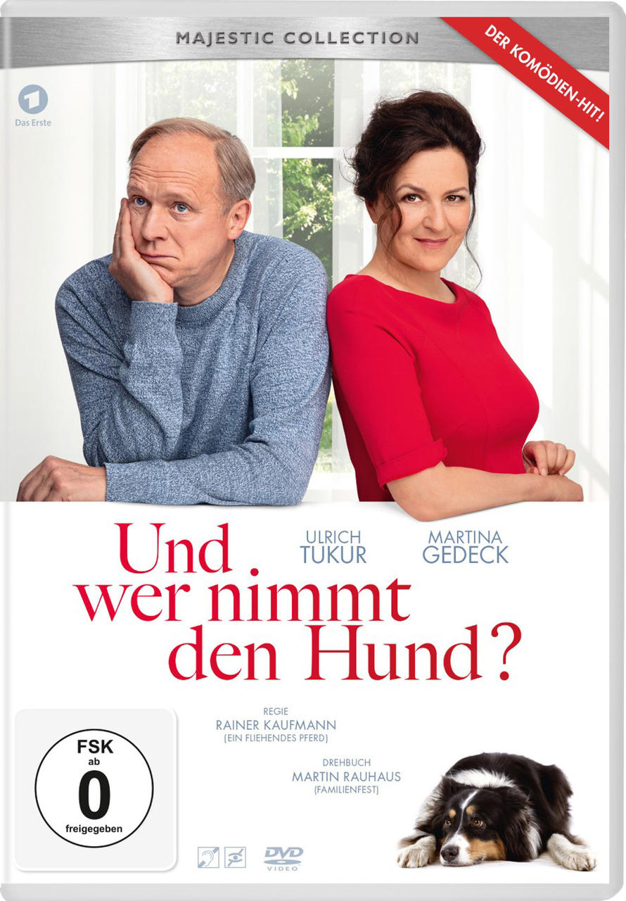 DVD-Cover mit einem Mann und einer Frau, dem Titel auf Deutsch und einem Hund am unteren Rand.