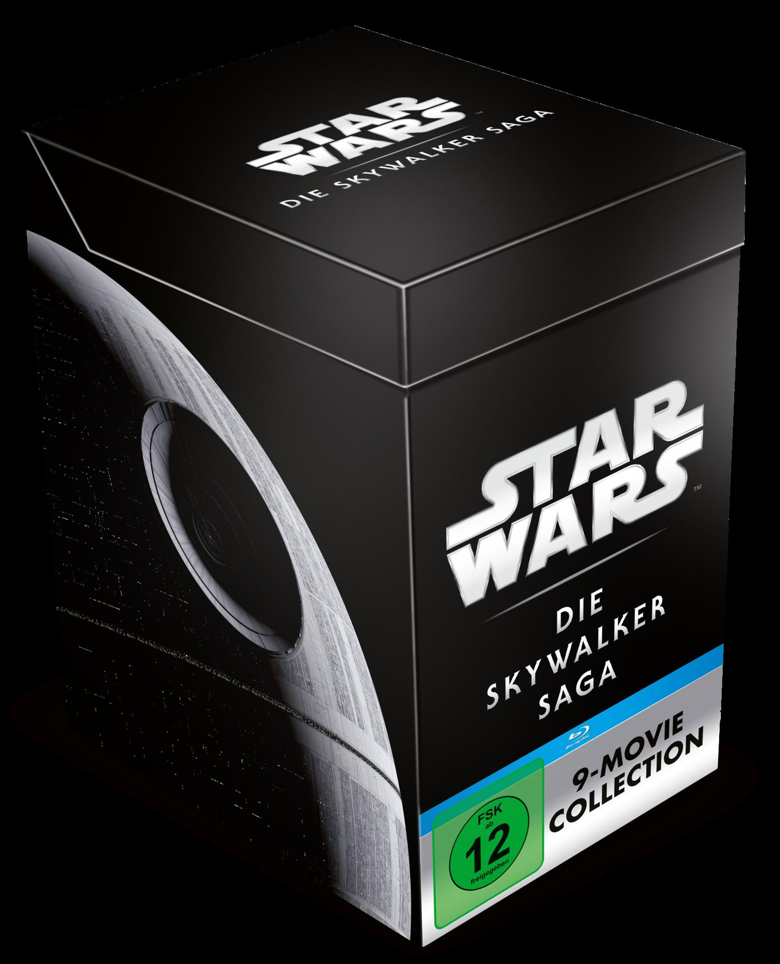 Star Wars: The Skywalker Saga DVD-Box-Set, schwarz mit Bild des Todessterns.