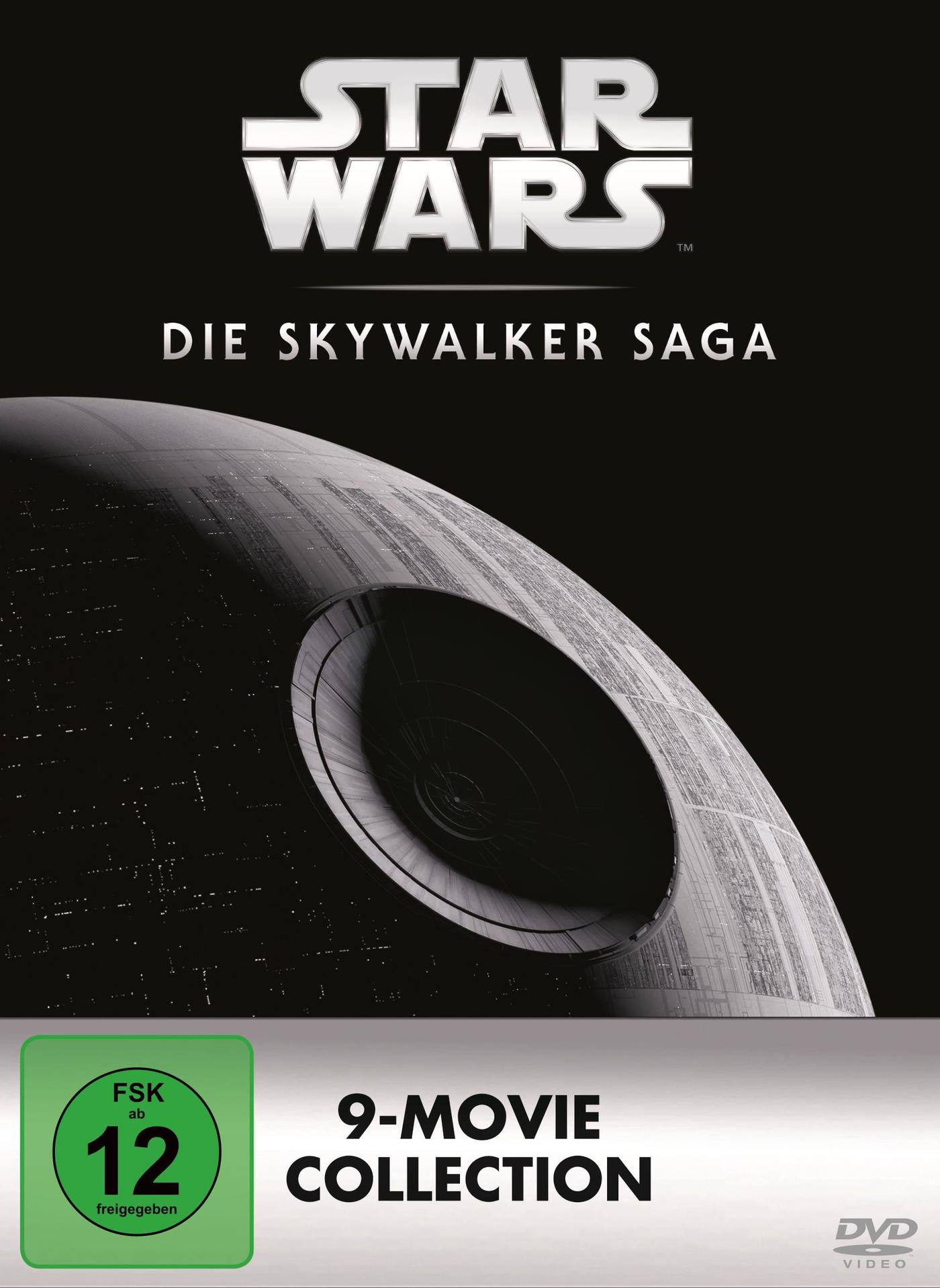 Eine DVD-Hülle des Films Star Wars: Die Skywalker Saga mit einem Todessternbild.