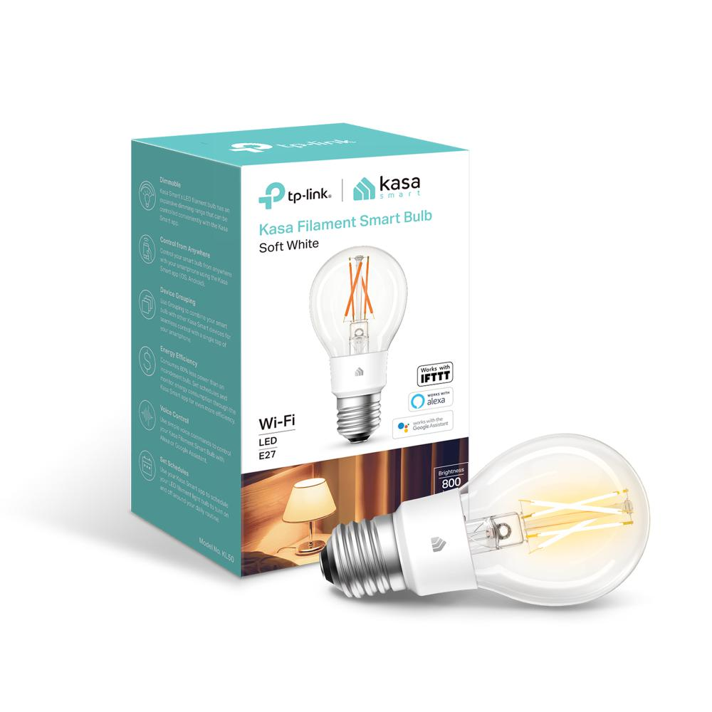 Bombilla inteligente -  TP-Link KL50 Bombilla Inteligente, Wi-Fi E27, 7W, Alexa, Google Home