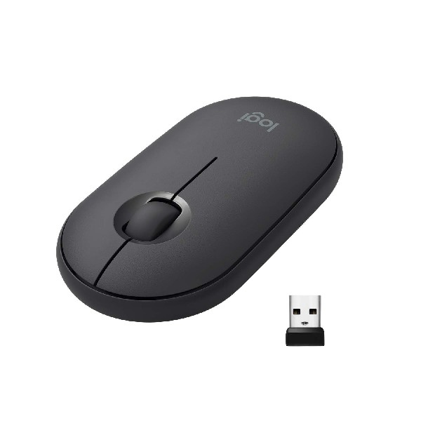 Logitech Pebble Bluetooth 24 ghz con receptor unifying clic silencioso para portátilnotebookpcmacipad oschromebook negro m350 grafito pc mac linux nanousb rf 1000 raton inalambrica