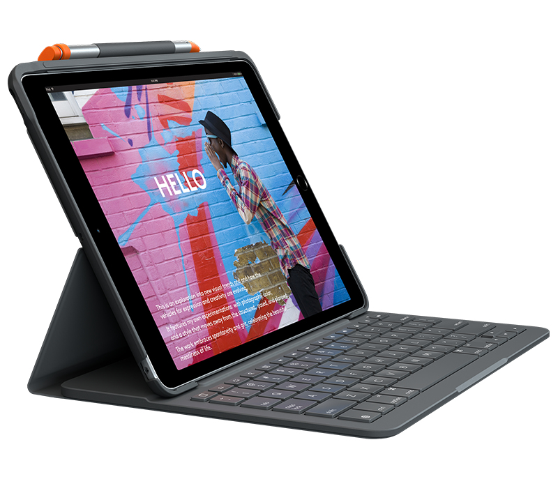 Logitech Slim Folio funda con teclado bluetooth gris para ipad 789 generación inalámbrico integrado 7a model a2197 a2200 a2198 a2270 a2428 a2429 a2430 2019 10.2 7ª 102